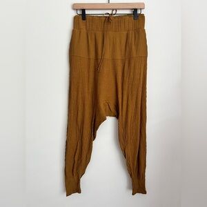 Free People Mustard Ribbed Drop-Crotch Track Pants